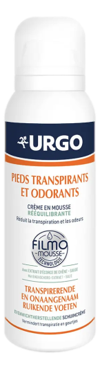 Urgo Crème en Mousse Rééquilibrante Pieds Transpirants et Odorants 125ml Les pieds transpirants et odorants réduit la transpiration des pieds et rééquilibre la peau, grâce à la technologie Filmomousse et à sa formule à l'extrait d'écorce de chêne et à la 